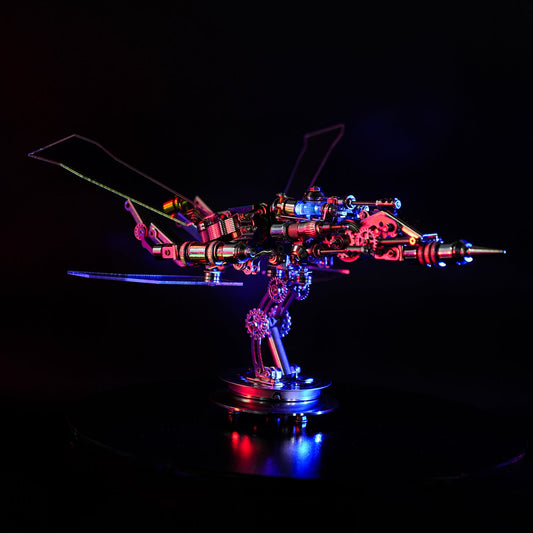 Colorful mechanical model on a dark background
